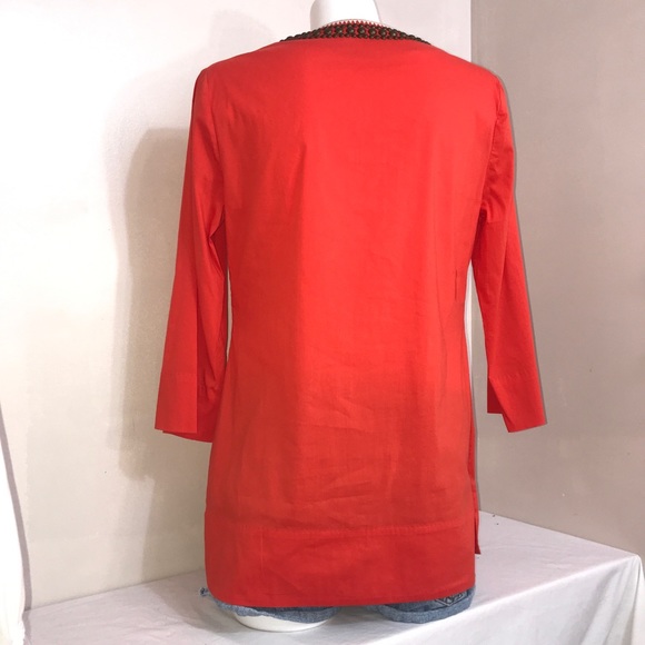 Anne Klein Bright Orange Summery Brass Bead Top - Picture 8 of 14